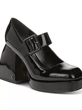 Circus NY Sam Edelman Khiara Platform Black Patent Mary Jane Block Heels Pump